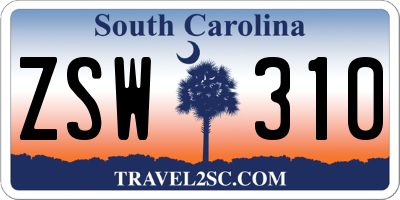 SC license plate ZSW310