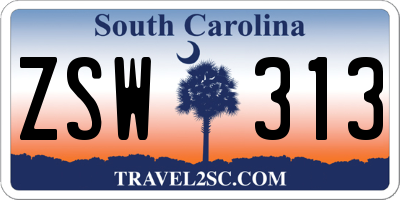 SC license plate ZSW313