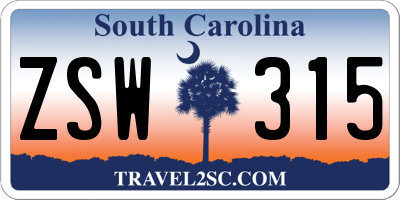 SC license plate ZSW315