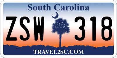 SC license plate ZSW318