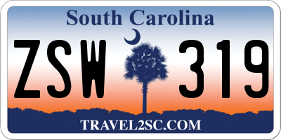 SC license plate ZSW319
