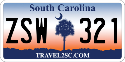 SC license plate ZSW321