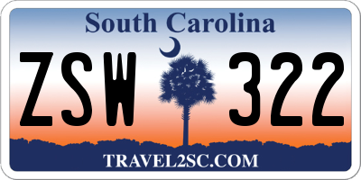 SC license plate ZSW322