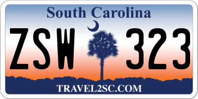 SC license plate ZSW323