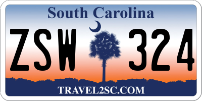 SC license plate ZSW324