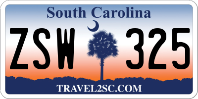 SC license plate ZSW325