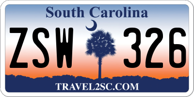 SC license plate ZSW326