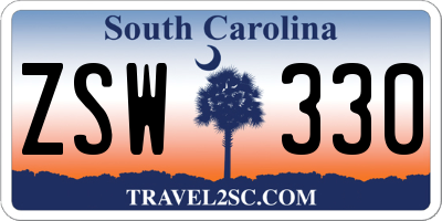 SC license plate ZSW330