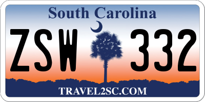 SC license plate ZSW332