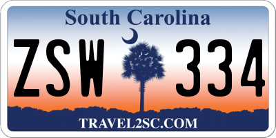 SC license plate ZSW334