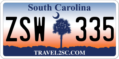 SC license plate ZSW335
