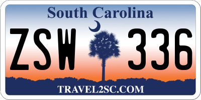 SC license plate ZSW336
