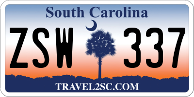 SC license plate ZSW337