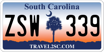 SC license plate ZSW339