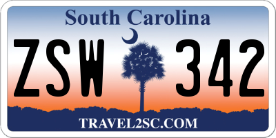SC license plate ZSW342