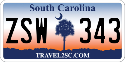 SC license plate ZSW343