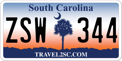 SC license plate ZSW344
