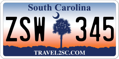 SC license plate ZSW345