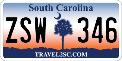 SC license plate ZSW346