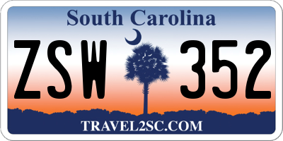 SC license plate ZSW352