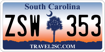 SC license plate ZSW353