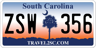 SC license plate ZSW356