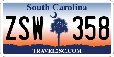 SC license plate ZSW358