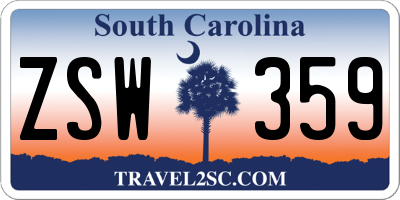SC license plate ZSW359