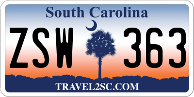 SC license plate ZSW363