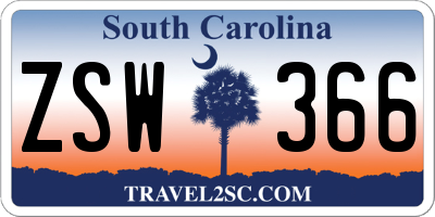 SC license plate ZSW366