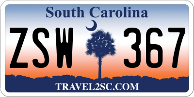 SC license plate ZSW367