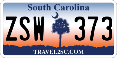 SC license plate ZSW373