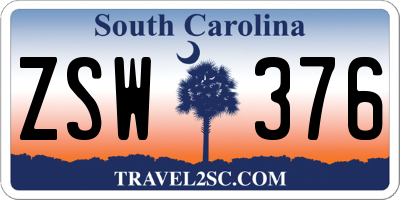 SC license plate ZSW376
