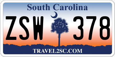 SC license plate ZSW378