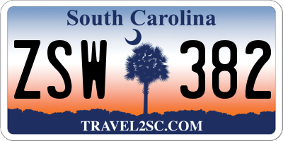 SC license plate ZSW382