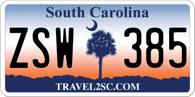 SC license plate ZSW385