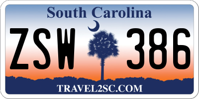 SC license plate ZSW386
