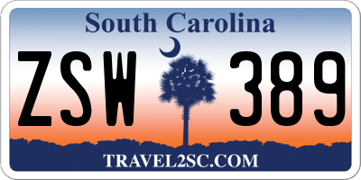 SC license plate ZSW389