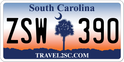 SC license plate ZSW390