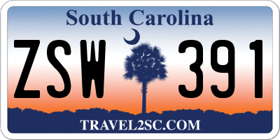 SC license plate ZSW391