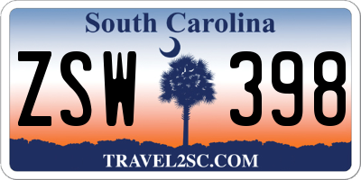 SC license plate ZSW398