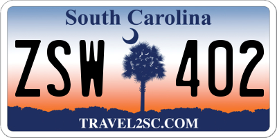 SC license plate ZSW402