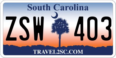 SC license plate ZSW403