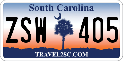 SC license plate ZSW405