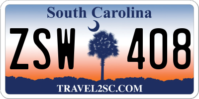 SC license plate ZSW408
