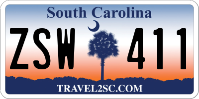 SC license plate ZSW411