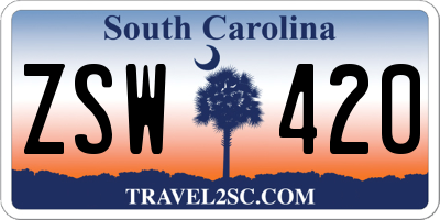 SC license plate ZSW420