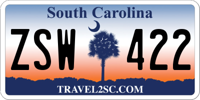 SC license plate ZSW422