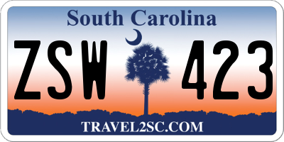 SC license plate ZSW423
