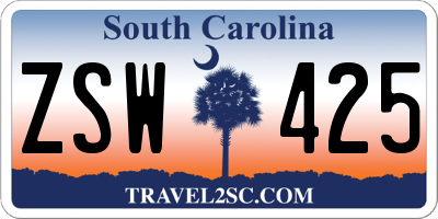 SC license plate ZSW425